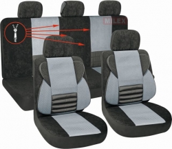 Poliester car seat cover set with zippers "VERA", grey ― AUTOERA.CO.UK