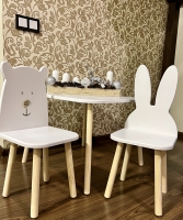 Wooden Children’s Table and Two Chairs (white color)