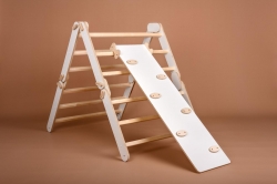 White Pikler Triangle, Adjustable Climbing Ladder For Toddlers (solid birch) ― AUTOERA.CO.UK