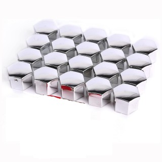 Set Of 21mm HEX Metal Wheel Nut / Bolt Caps Covers In Chrome, 20pcs. 