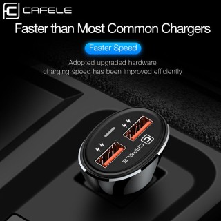 Dual USB Fast Car Charger (1A +2.4A) - CAFELE , 12-24V