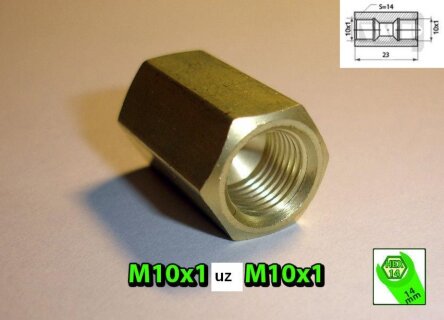 Adapter from M10X1 to M10X1  (L=24mm, SW=14)