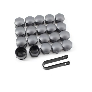 Wheel Locking Bolt Cover & Lug Nut Center Caps, 20pcs., Black, 19mm