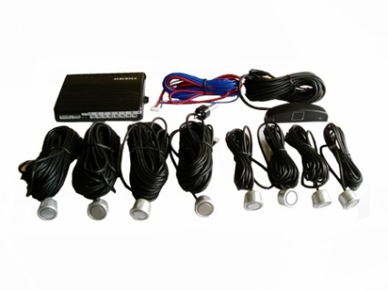 Parking system with 4 sensors and monitor, 12V  (silver) 