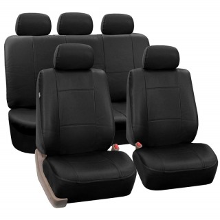 Leather imitation car seat cover set with zippers, black