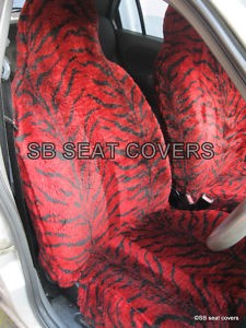Universal seat cover set, red/black fur