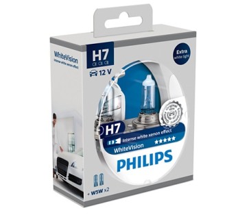 Headlamp bulb set -  Philips H7 55W White Vision 3700K (+60%), 12V