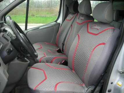 Seat covers BUS (1+2pcs.), grey/red