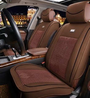 Leather imitation car seat cover set with textile inserts (with zippers)