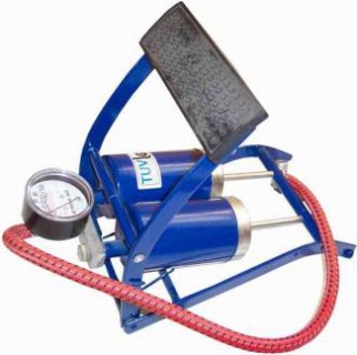 Double cylinder foot pump with monometre, 54mm x 100mm