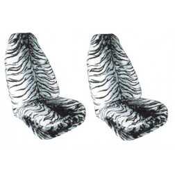 Universal front seat cover set, white tiger fur